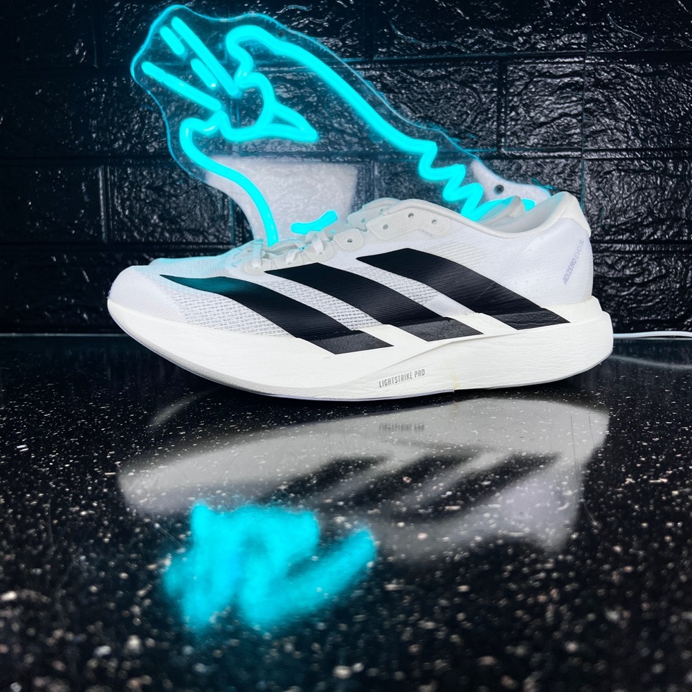 adidas White Running Shoe with Black Stripes